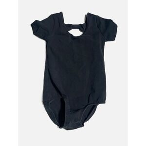 Stelle Leotard Girls XS Black Bow Back Short Sleeve Ballet Dance Gymnastics